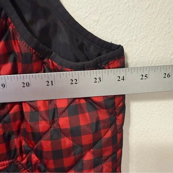 Old Navy Black Check Quilted Outerwear Vest Women's 2X Full Zip Rib Collar - Picture 9 of 10